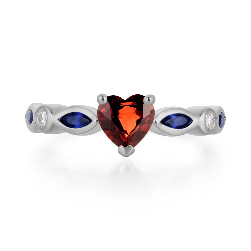 Heart Garnet Wedding Ring - LUO Jewelry #metal_platinum