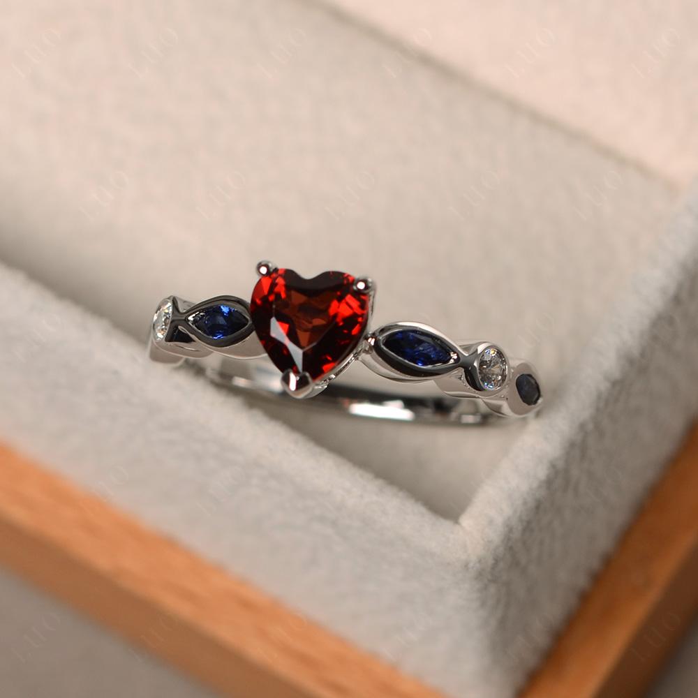 Heart Garnet Wedding Ring - LUO Jewelry