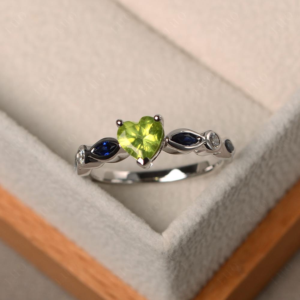 Heart Peridot Wedding Ring - LUO Jewelry