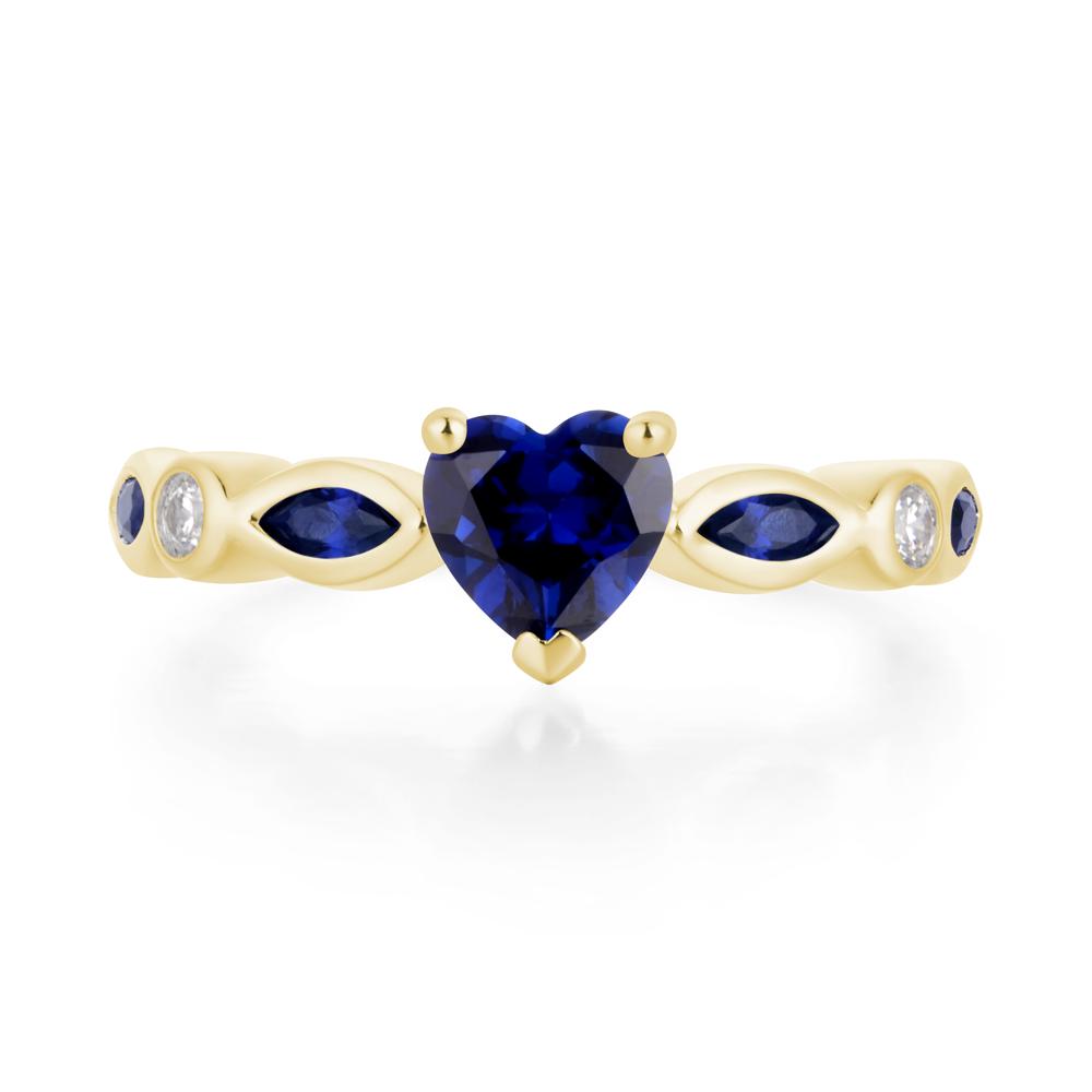 Heart Lab Sapphire Wedding Ring - LUO Jewelry #metal_18k yellow gold