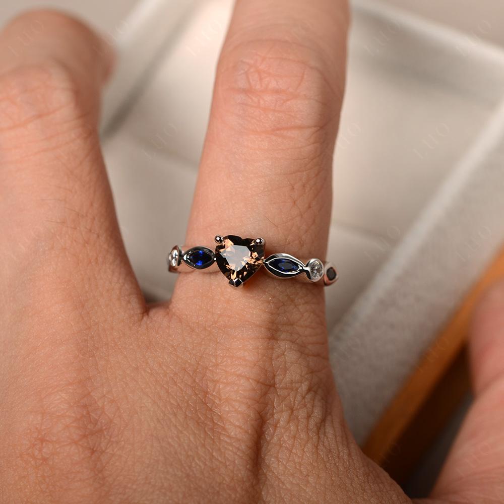 Heart Smoky Quartz Wedding Ring - LUO Jewelry
