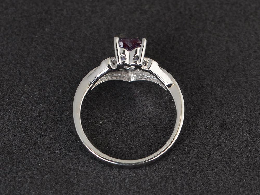 Heart Shaped Alexandrite Bridal Set Ring Rose Gold - LUO Jewelry