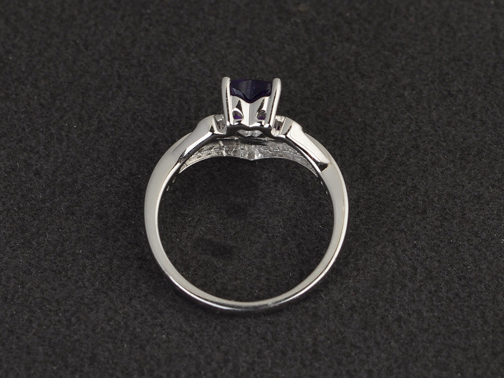 Heart Shaped Amethyst Bridal Set Ring Rose Gold - LUO Jewelry