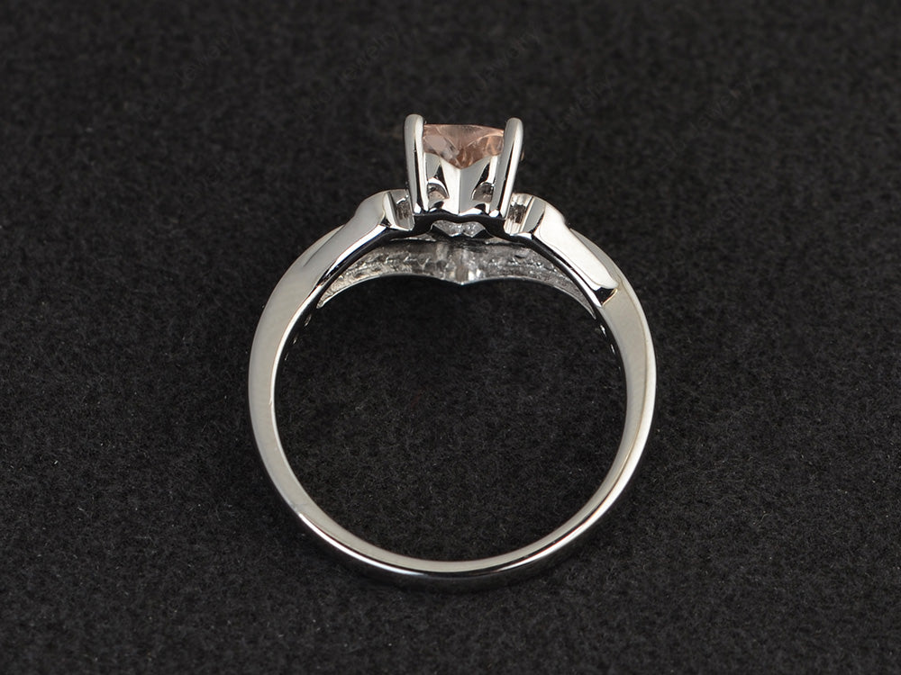 Heart Shaped Morganite Bridal Set Ring Rose Gold - LUO Jewelry