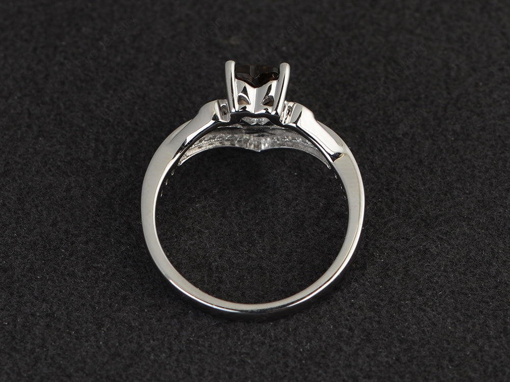 Heart Shaped Smoky Quartz Bridal Set Ring Rose Gold - LUO Jewelry