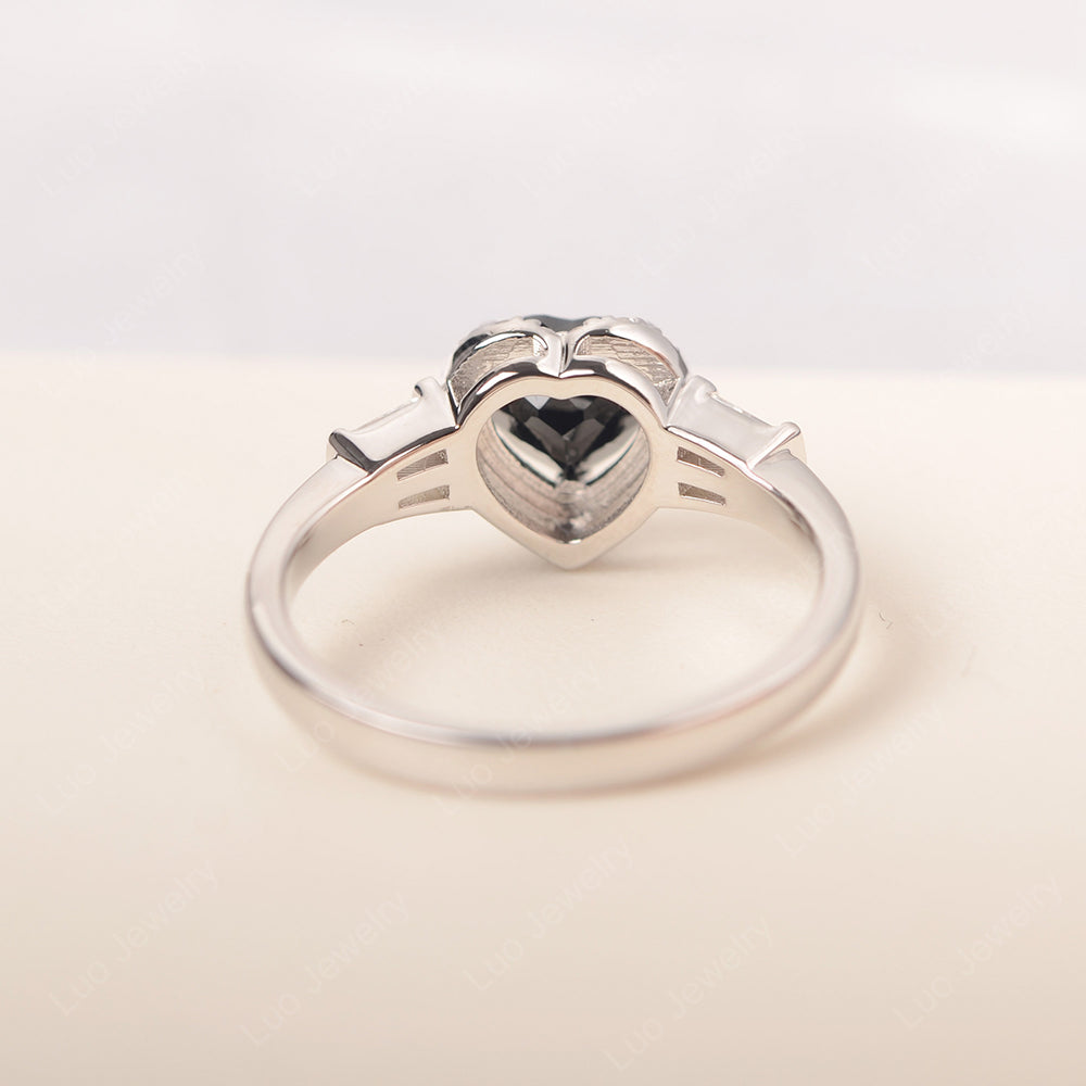 Hear Cut Black Stone Halo Wedding Ring Rose Gold - LUO Jewelry