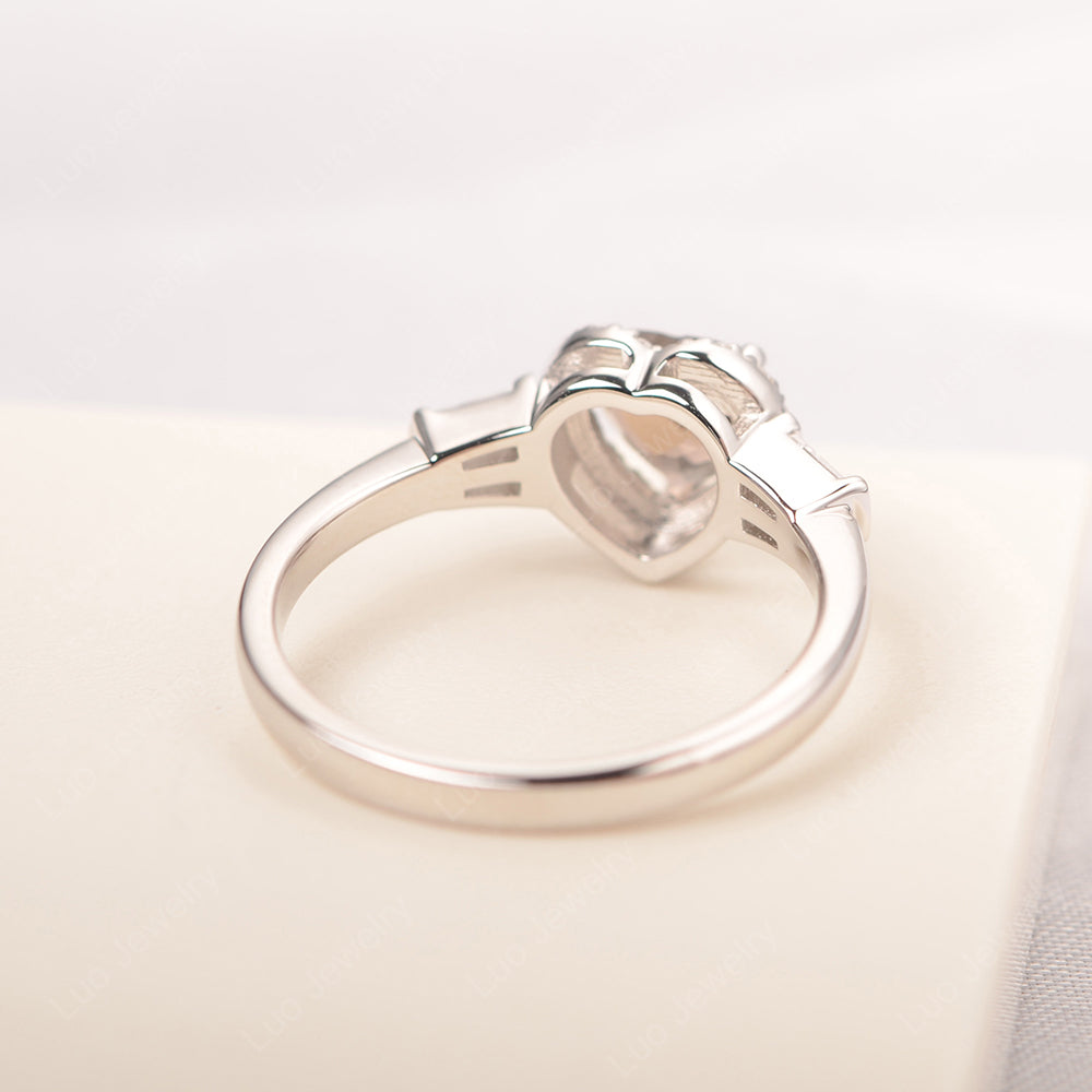 Hear Cut Smoky Quartz Halo Wedding Ring Rose Gold - LUO Jewelry