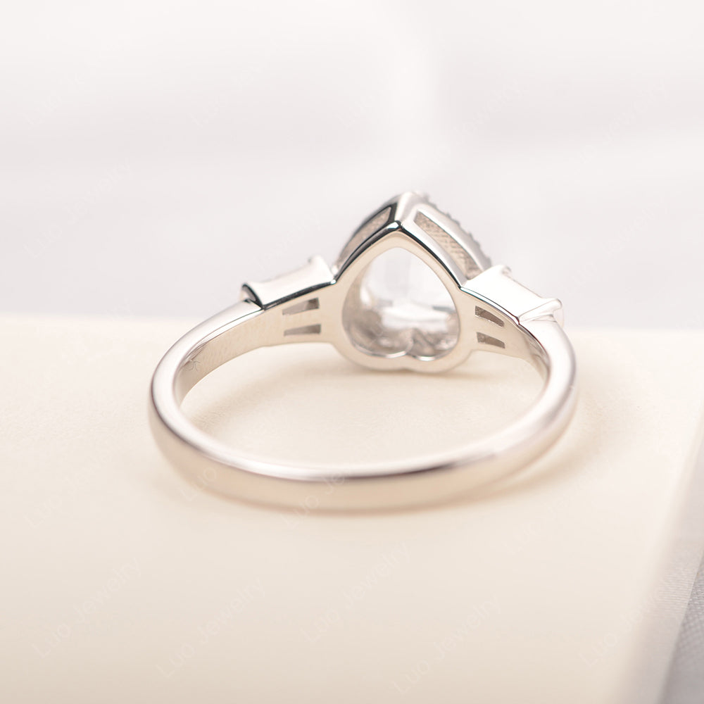 Hear Cut White Topaz Halo Wedding Ring Rose Gold - LUO Jewelry