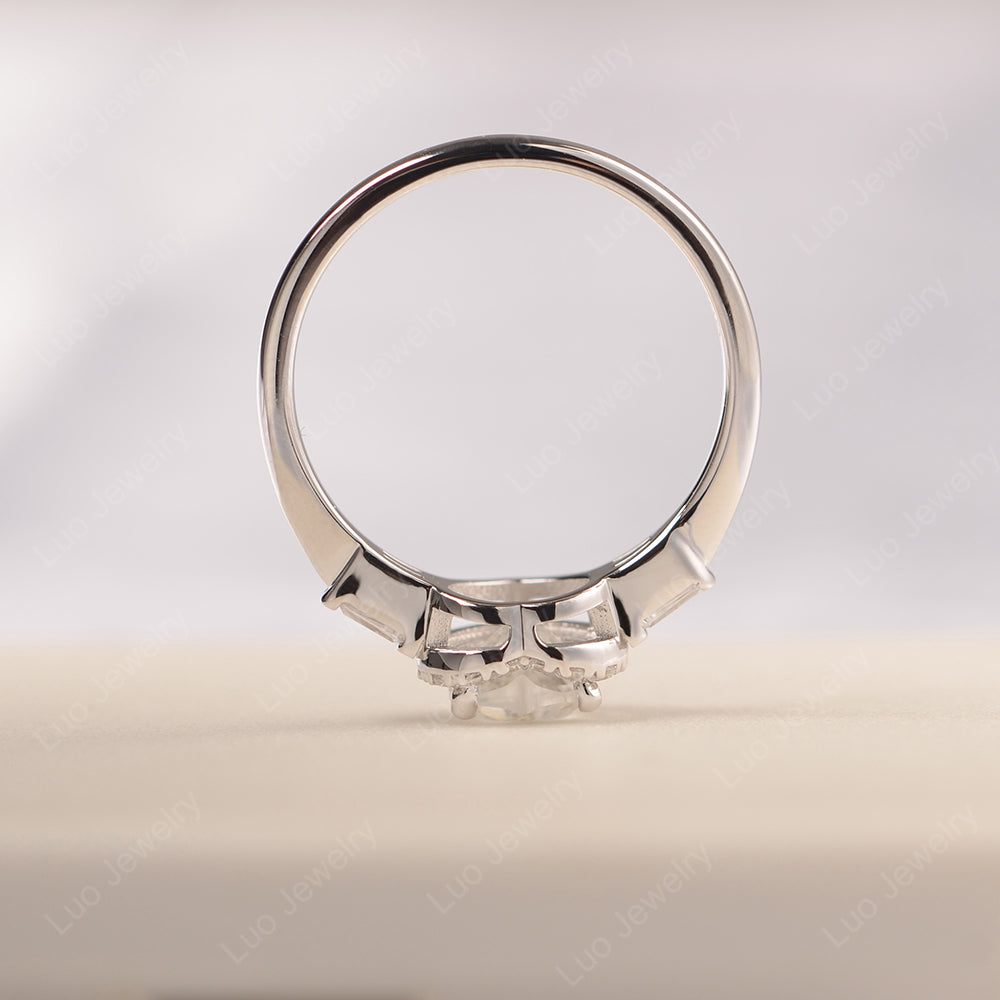 Hear Cut White Topaz Halo Wedding Ring Rose Gold - LUO Jewelry