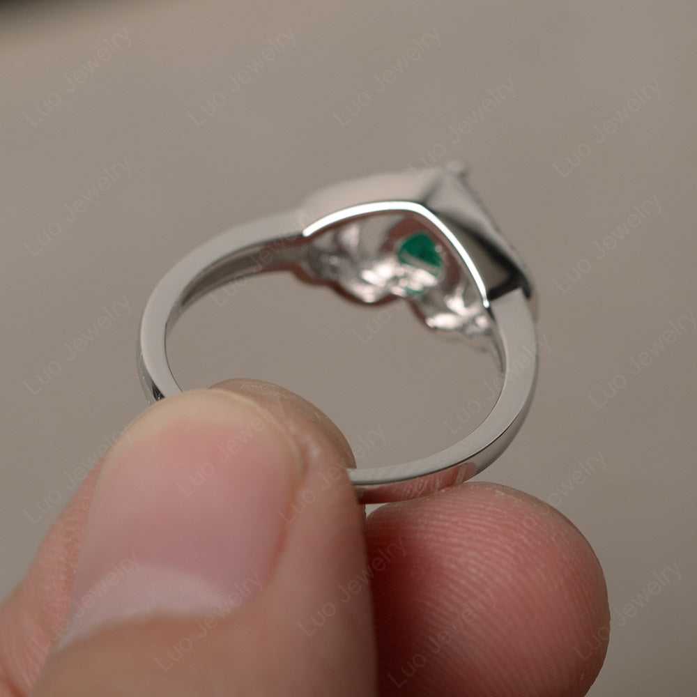 Heart Shaped Lab Emerald Ring White Gold - LUO Jewelry