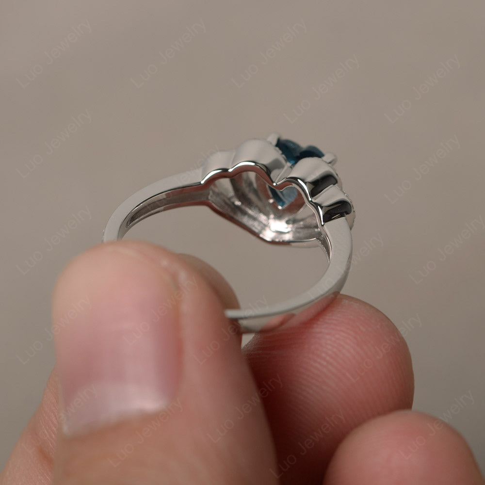 Heart Shaped London Blue Topaz Ring White Gold - LUO Jewelry
