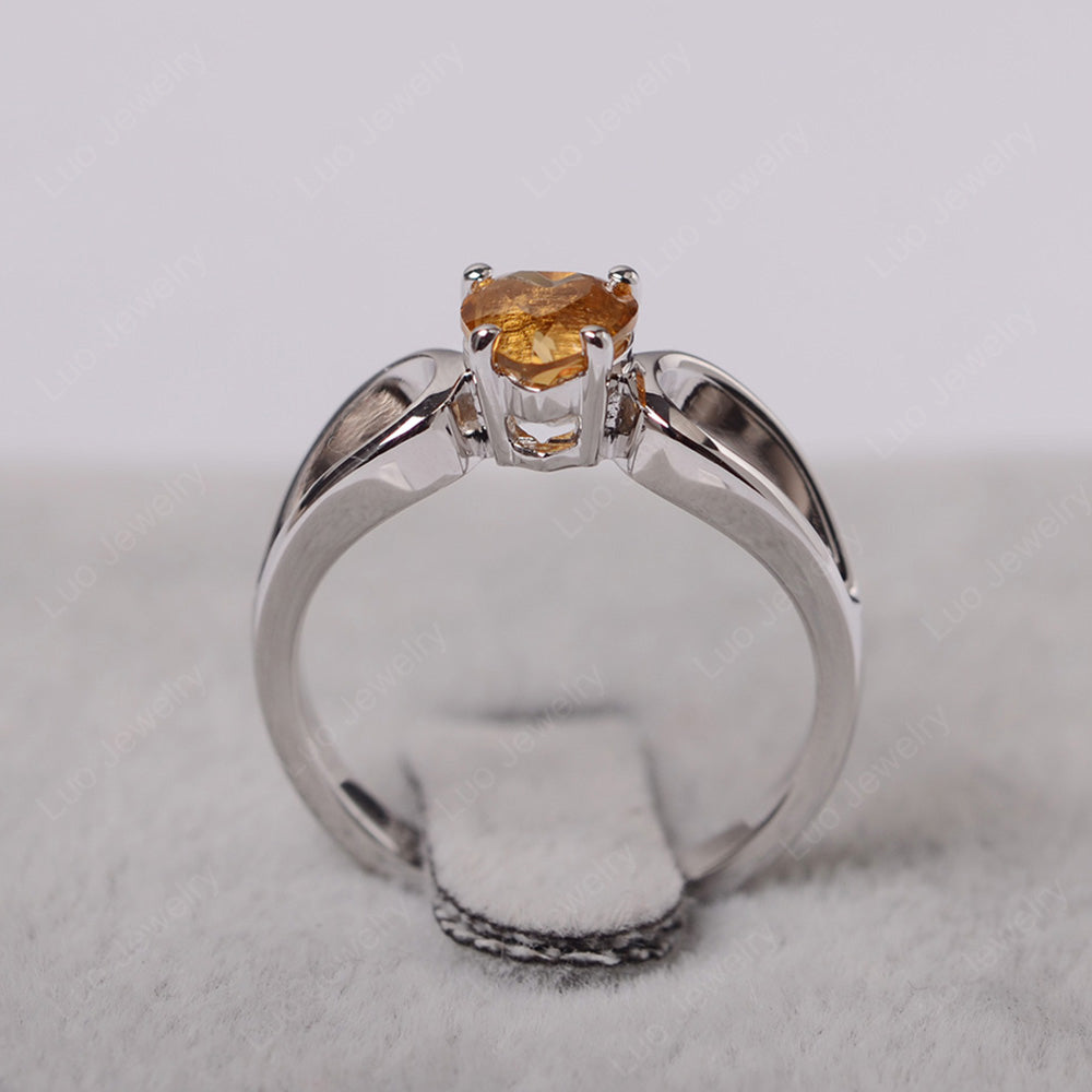 Heart Citrine Ring Split Shank Silver - LUO Jewelry