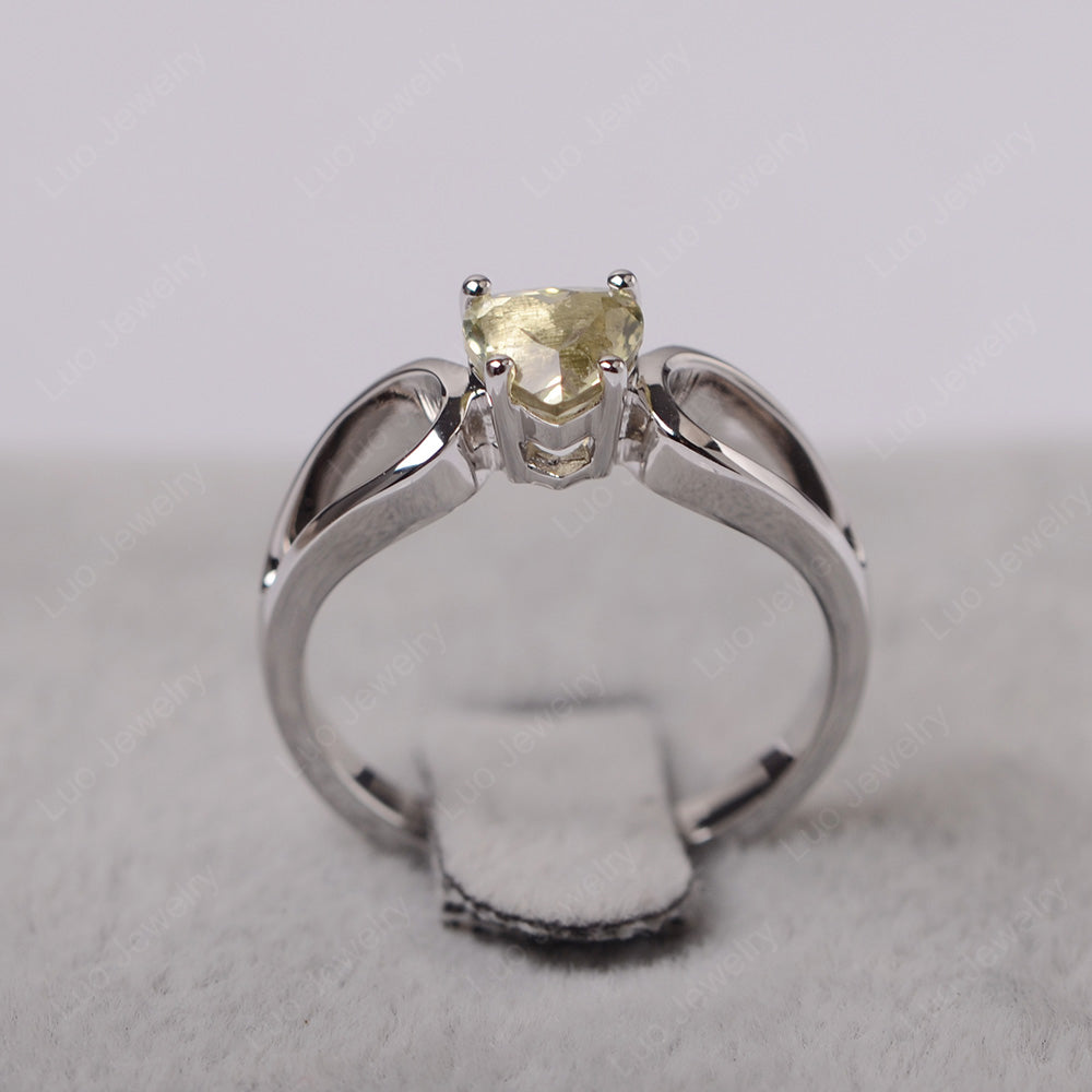 Heart Lemon Quartz Ring Split Shank Silver - LUO Jewelry