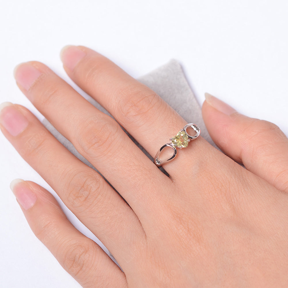 Heart Lemon Quartz Ring Split Shank Silver - LUO Jewelry