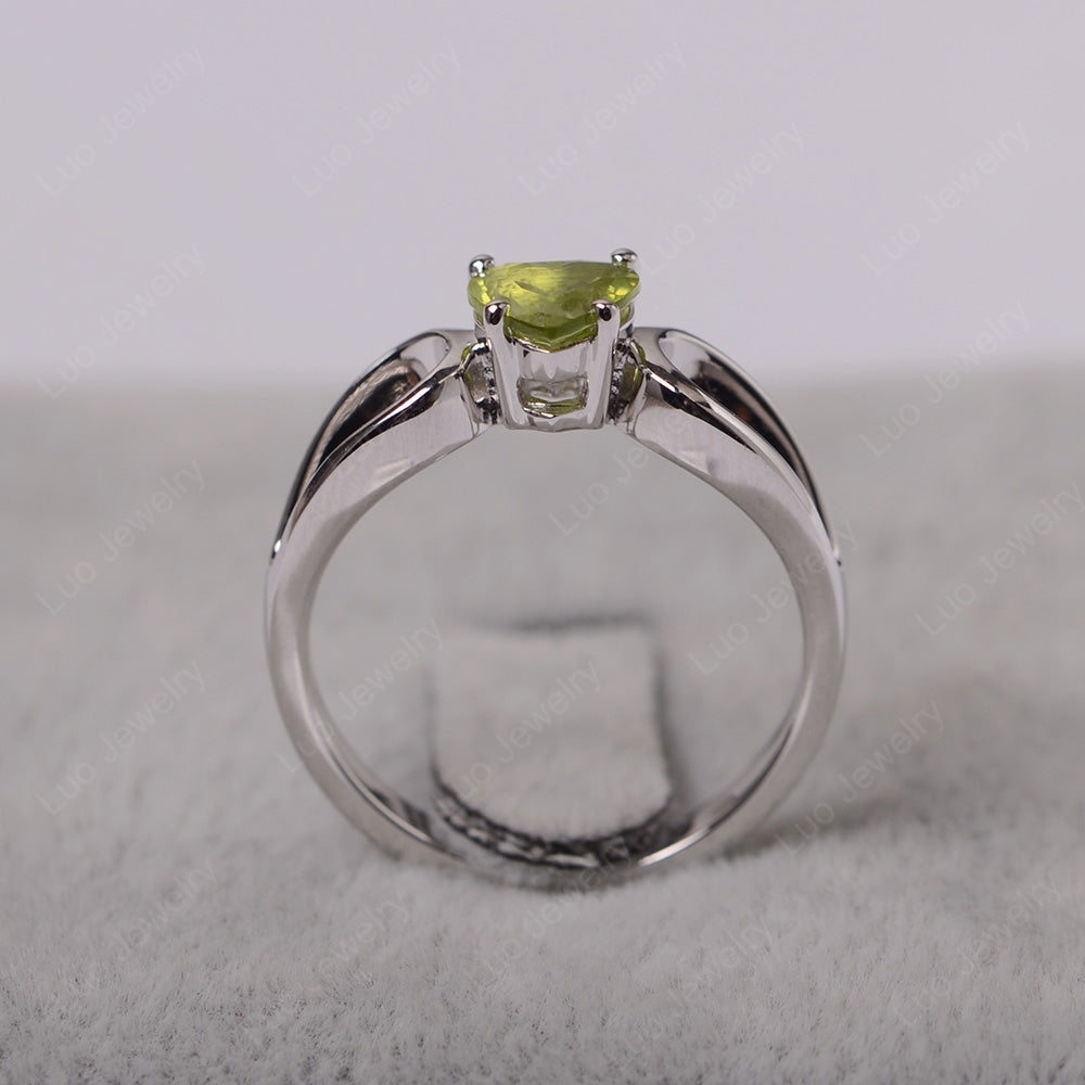 Heart Peridot Ring Split Shank Silver - LUO Jewelry