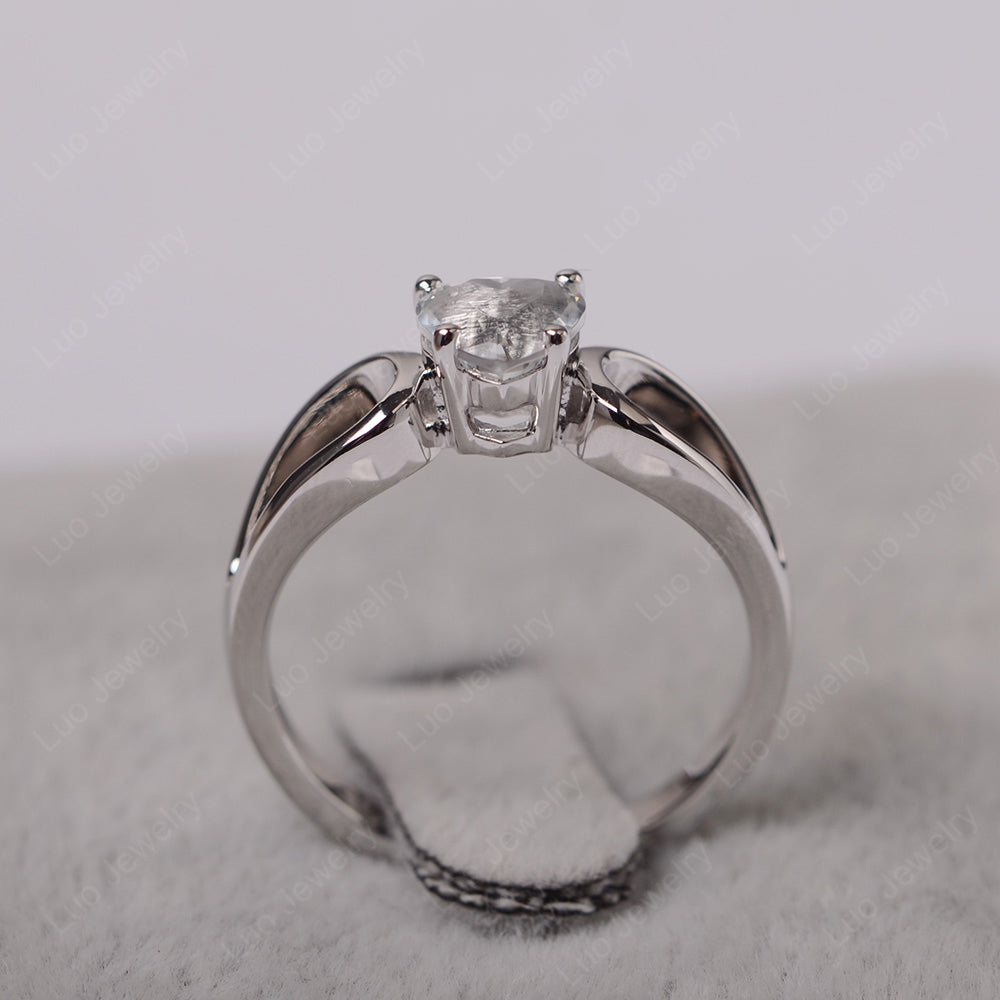 Heart White Topaz Ring Split Shank Silver - LUO Jewelry