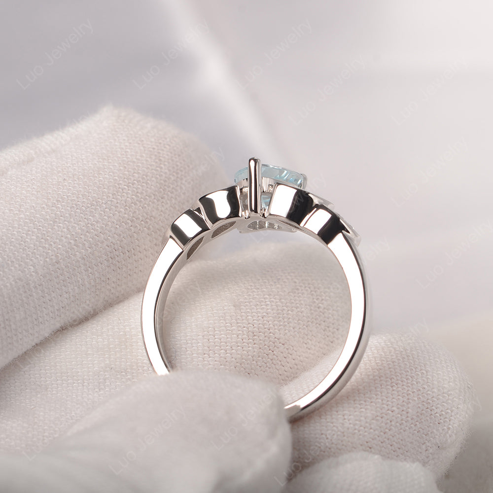 Vintage Heart Aquamarine Ring White Gold - LUO Jewelry