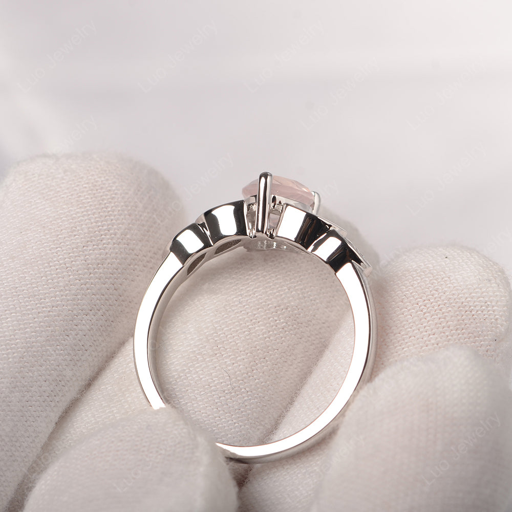 Vintage Heart Rose Quartz Ring White Gold - LUO Jewelry