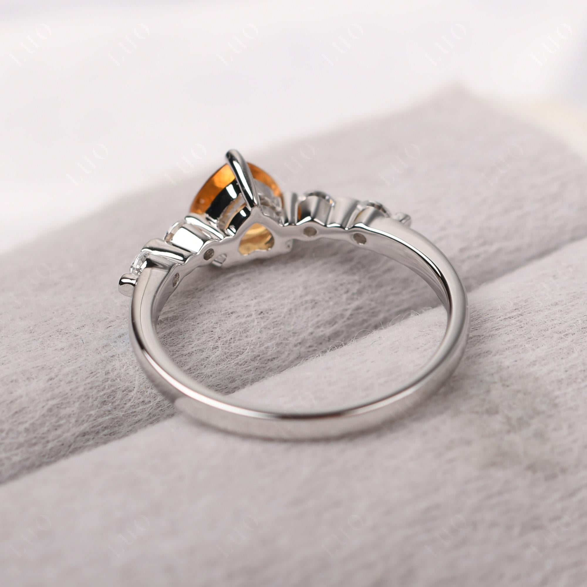 Dainty Heart Citrine Engagement Ring - LUO Jewelry