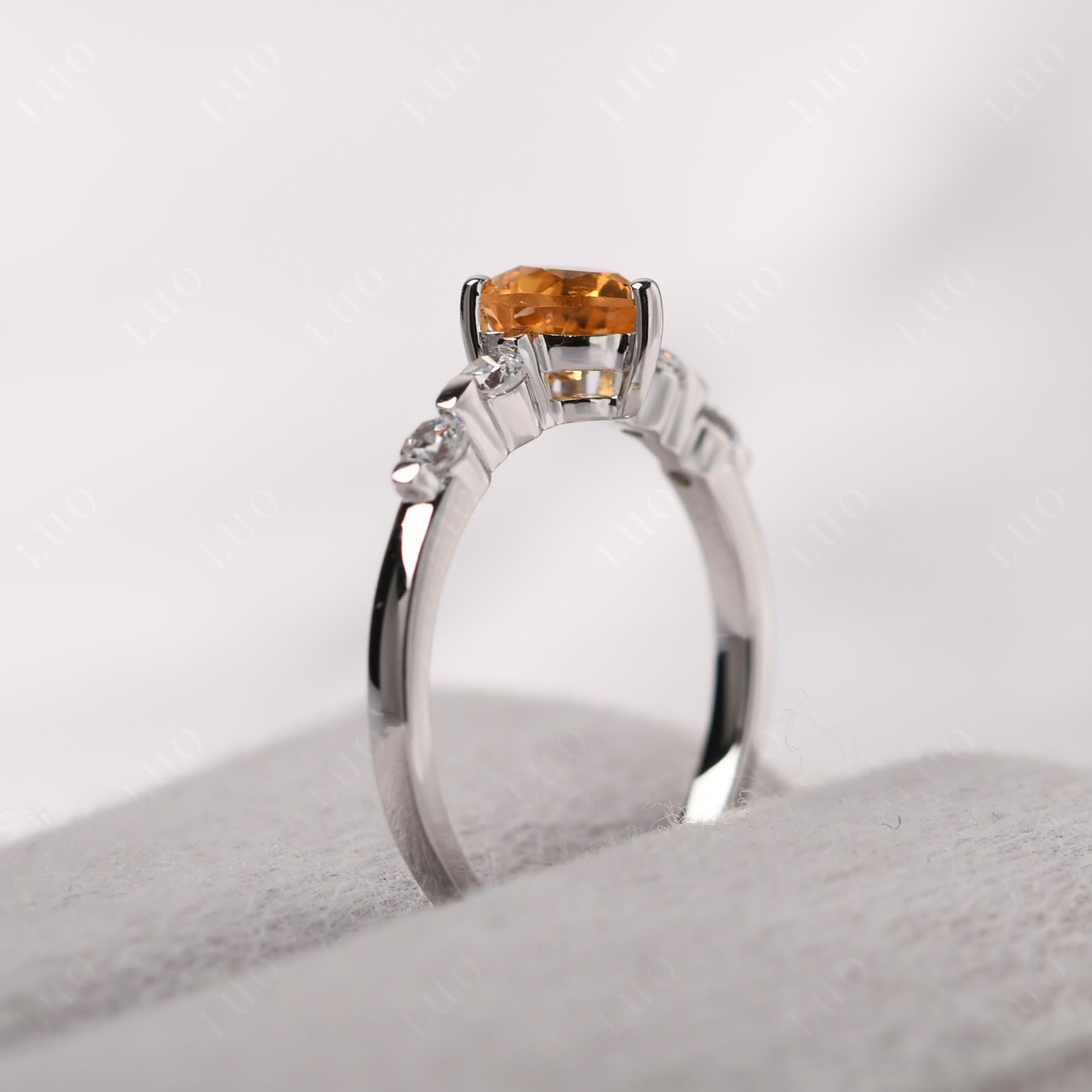 Dainty Heart Citrine Engagement Ring - LUO Jewelry