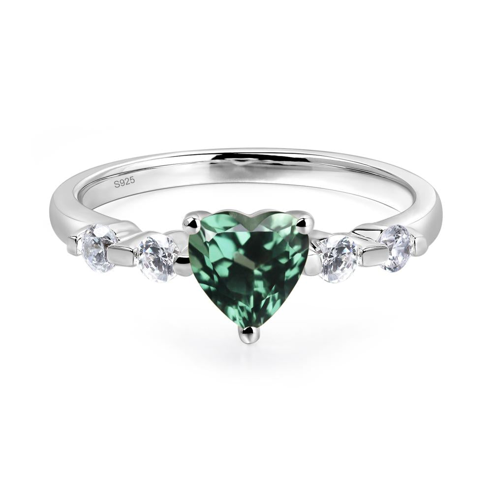 Dainty Heart Lab Green Sapphire Engagement Ring - LUO Jewelry #metal_sterling silver
