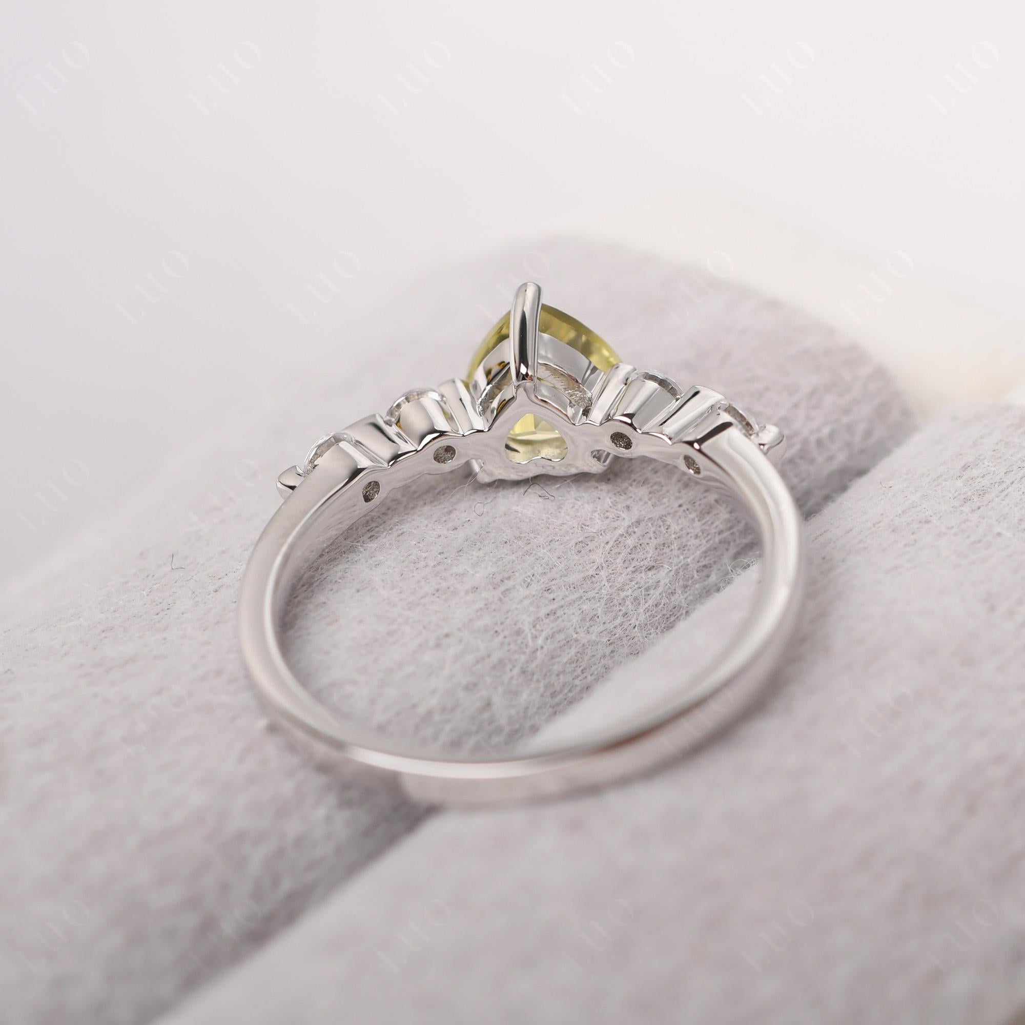 Dainty Heart Lemon Quartz Engagement Ring - LUO Jewelry