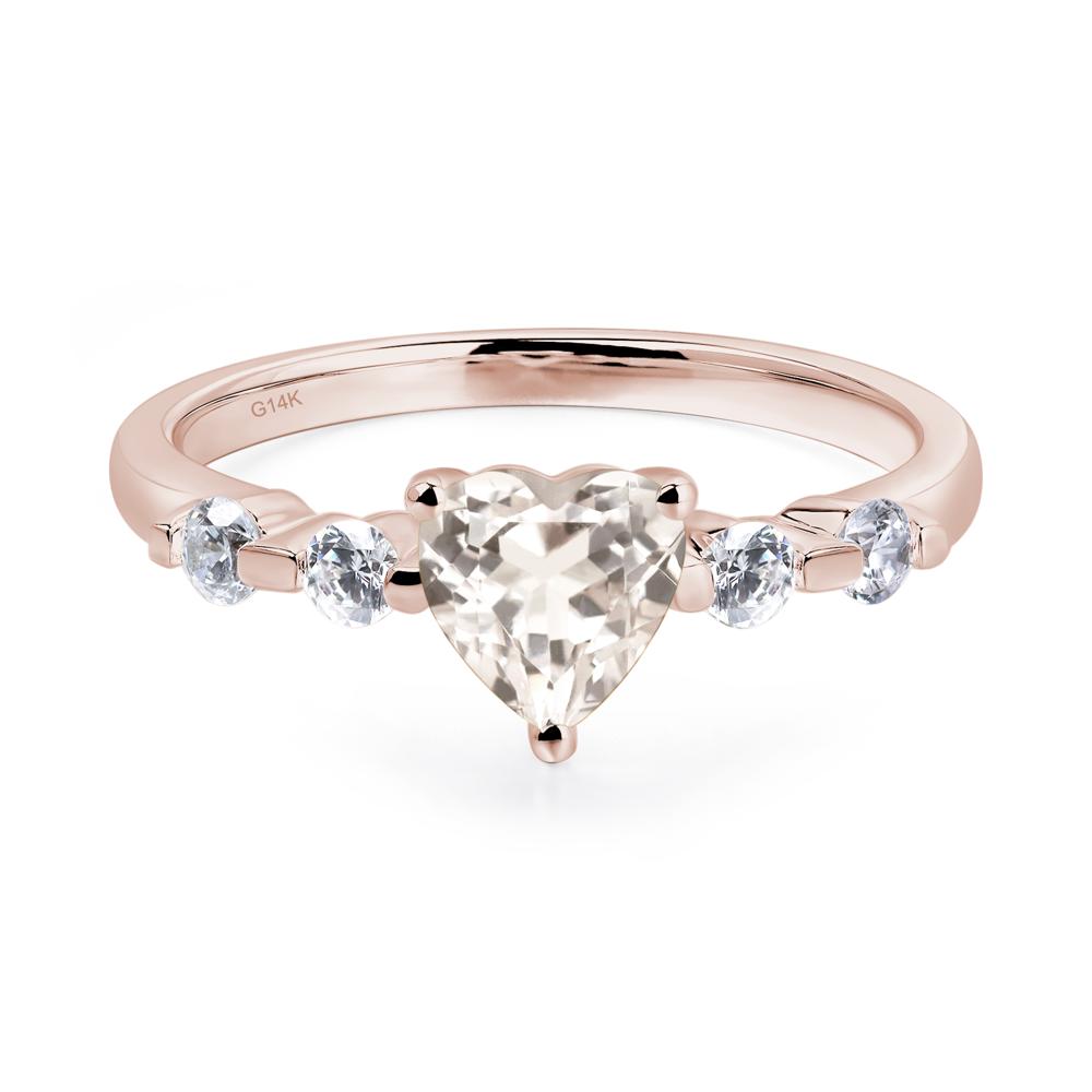 Dainty Heart Morganite Engagement Ring - LUO Jewelry #metal_14k rose gold
