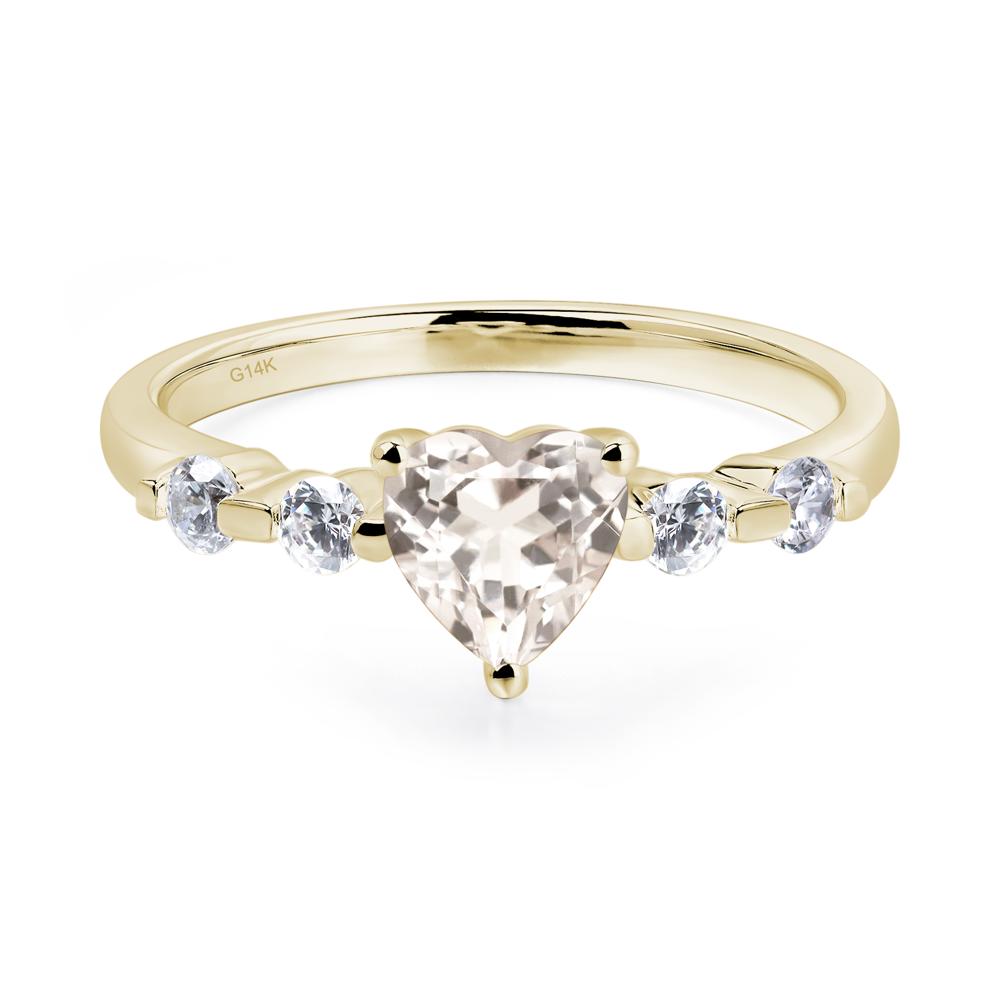 Dainty Heart Morganite Engagement Ring - LUO Jewelry #metal_14k yellow gold