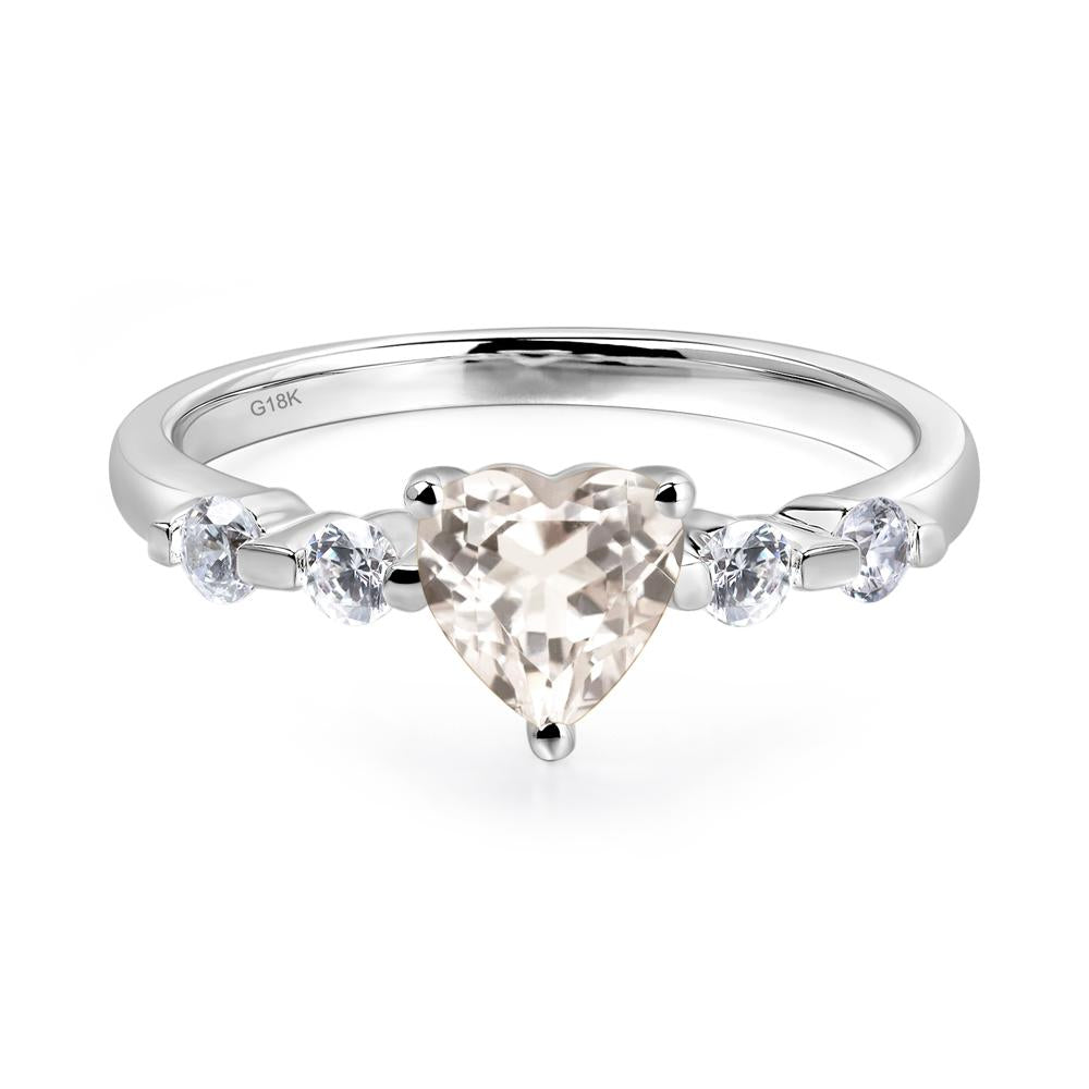 Dainty Heart Morganite Engagement Ring - LUO Jewelry #metal_18k white gold