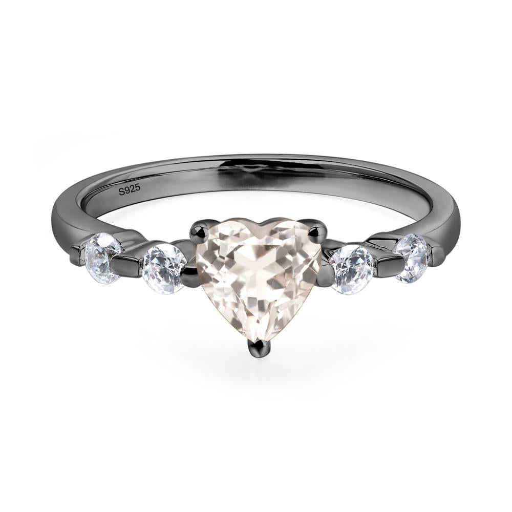 Dainty Heart Morganite Engagement Ring - LUO Jewelry #metal_black finish sterling silver