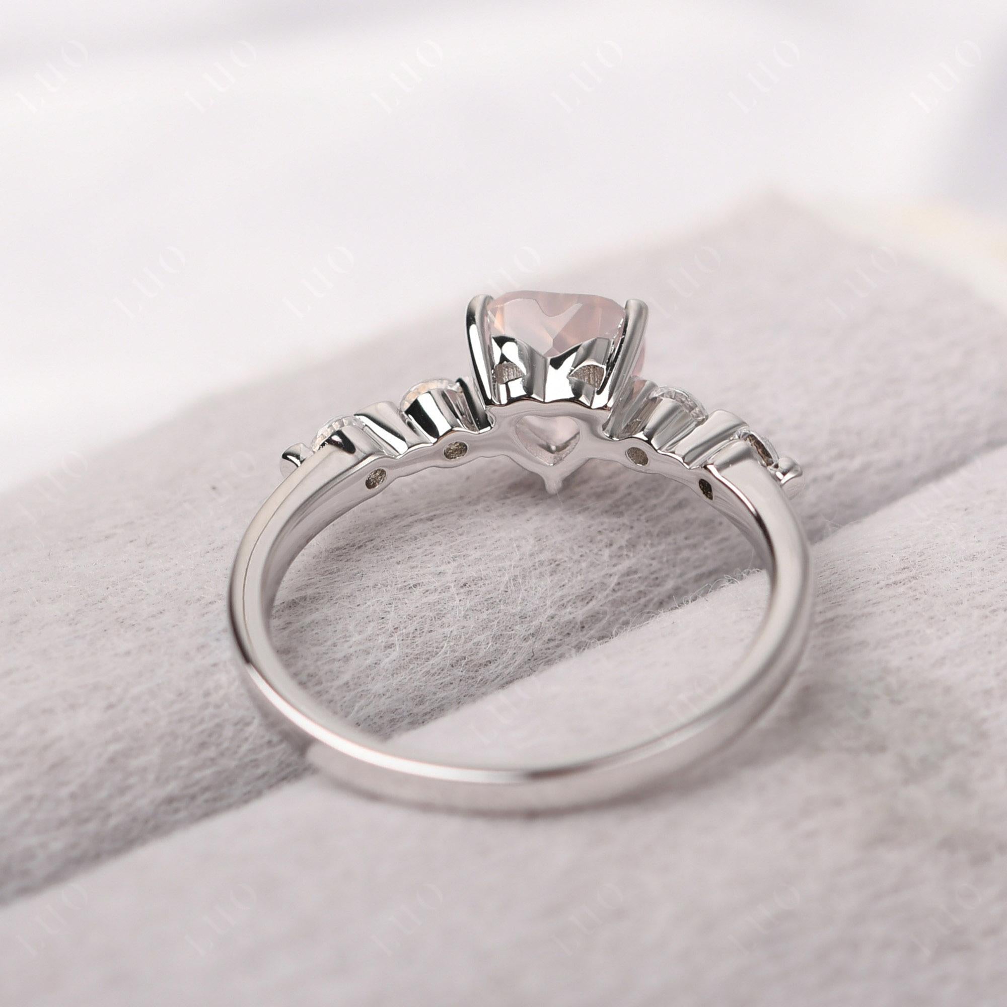 Dainty Heart Rose Quartz Engagement Ring - LUO Jewelry