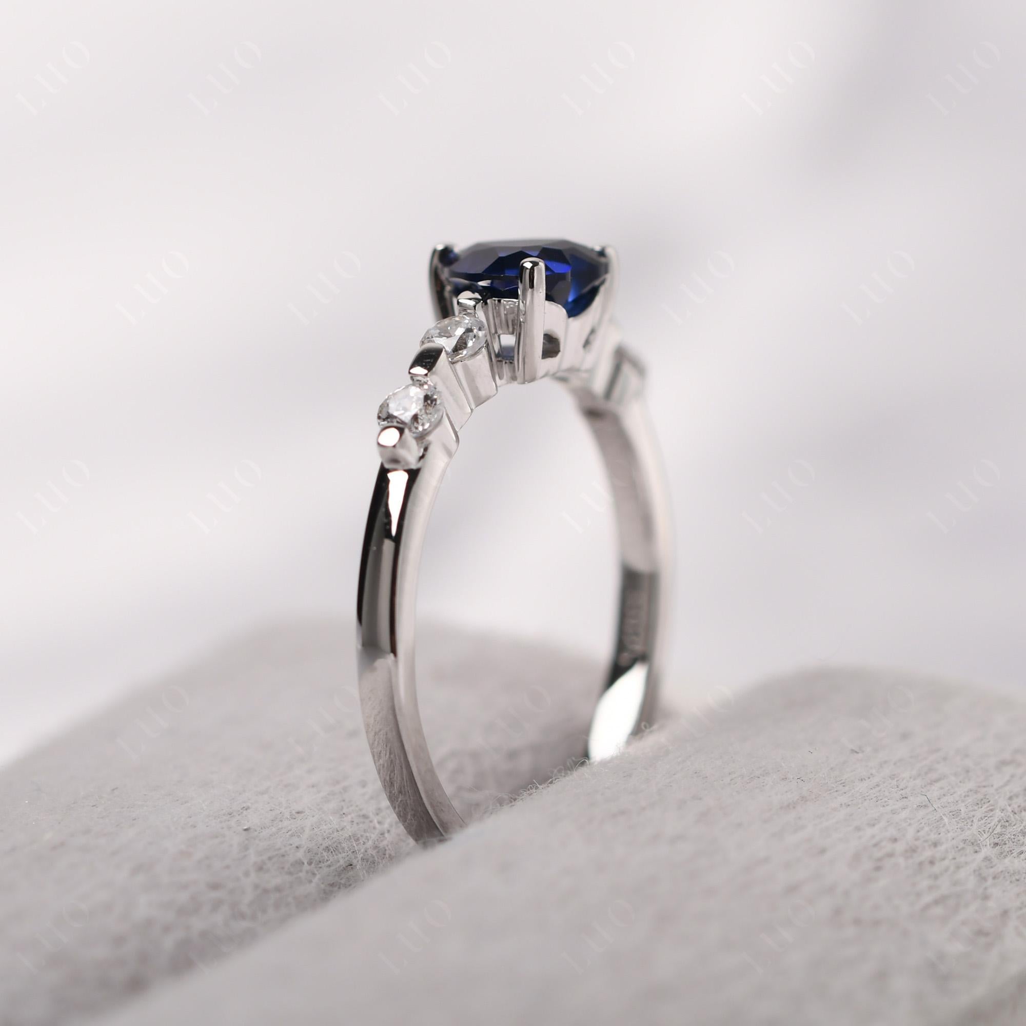 Dainty Heart Lab Created Sapphire Engagement Ring - LUO Jewelry
