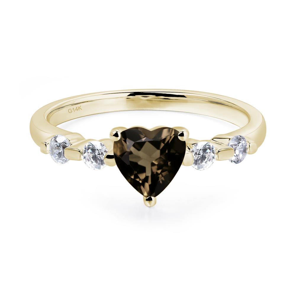 Dainty Heart Smoky Quartz Engagement Ring - LUO Jewelry #metal_14k yellow gold