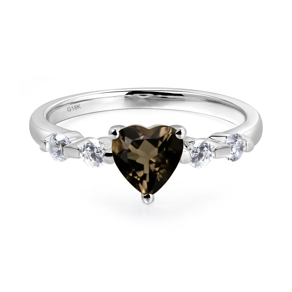 Dainty Heart Smoky Quartz Engagement Ring - LUO Jewelry #metal_18k white gold