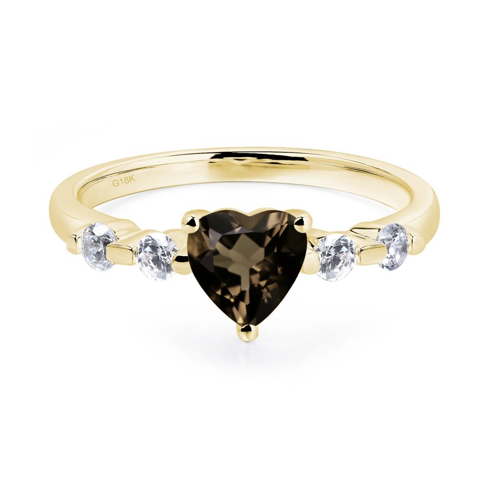 Dainty Heart Smoky Quartz Engagement Ring - LUO Jewelry #metal_18k yellow gold