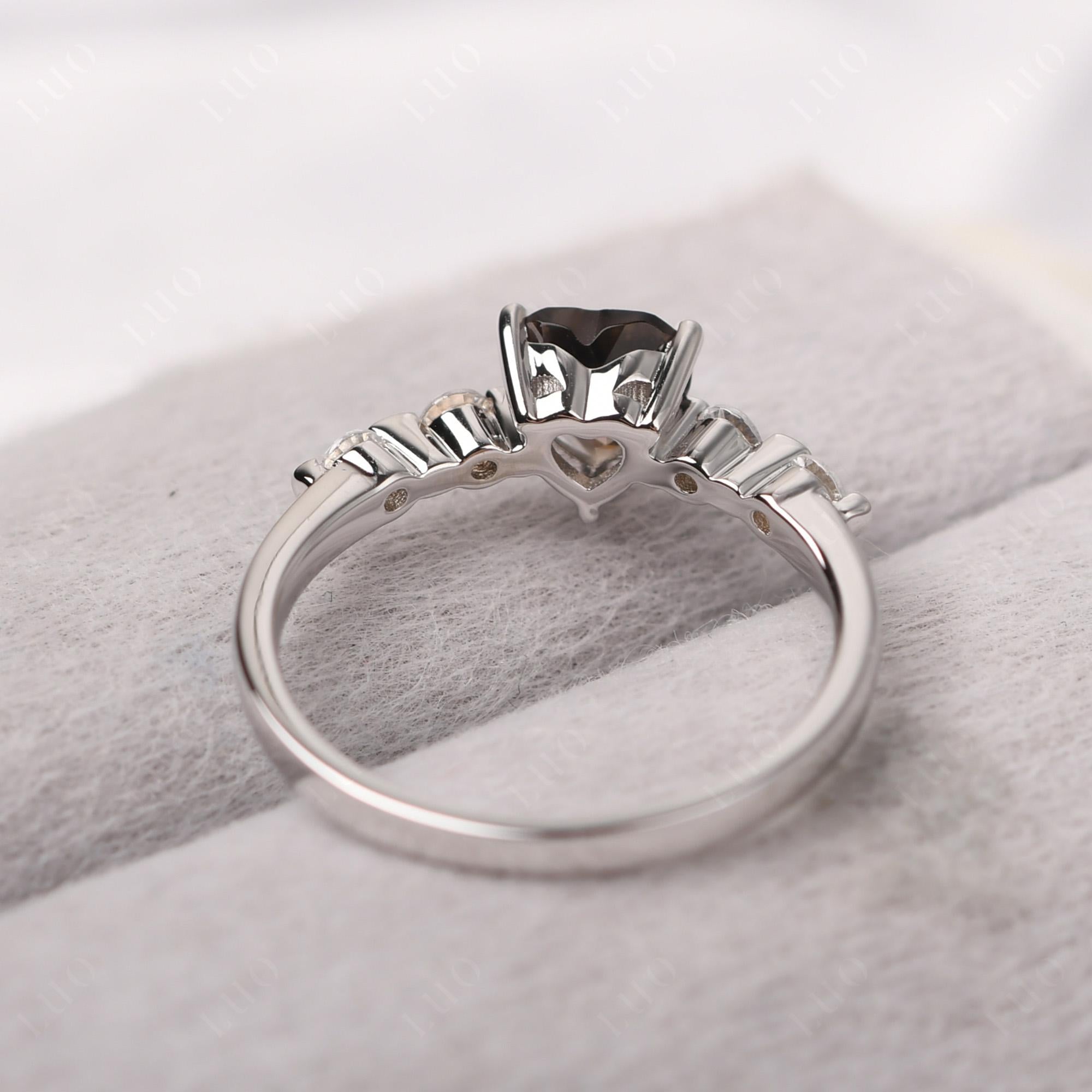 Dainty Heart Smoky Quartz Engagement Ring - LUO Jewelry