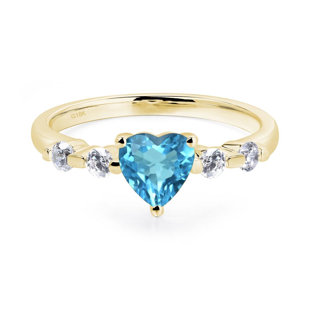 Dainty Heart Swiss Blue Topaz Engagement Ring - LUO Jewelry #metal_18k yellow gold