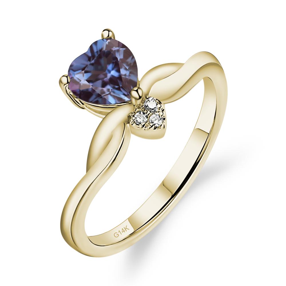 Dainty Twisted Lab Grown Alexandrite Engagement Ring - LUO Jewelry #metal_14k yellow gold