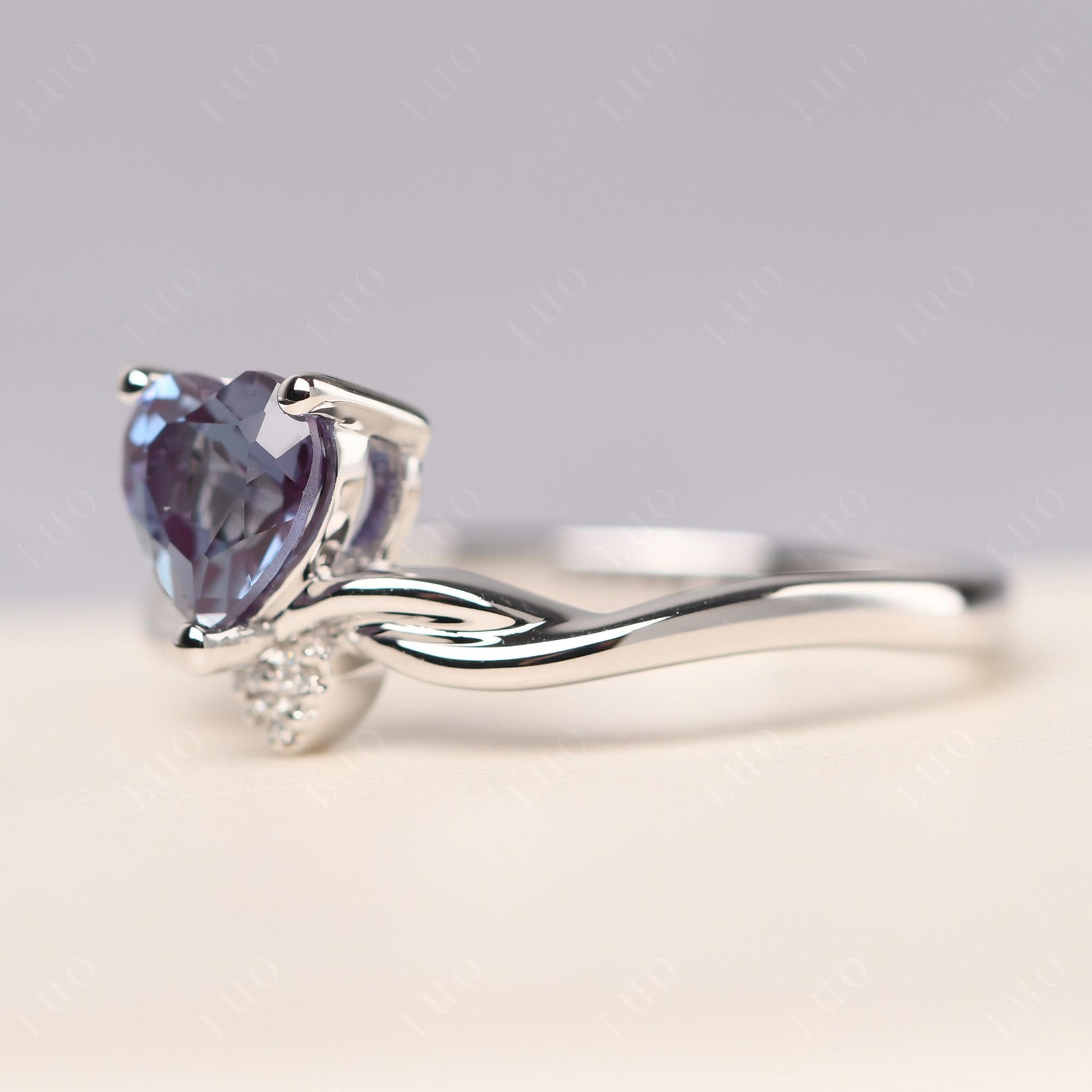 Dainty Twisted Lab Grown Alexandrite Engagement Ring - LUO Jewelry