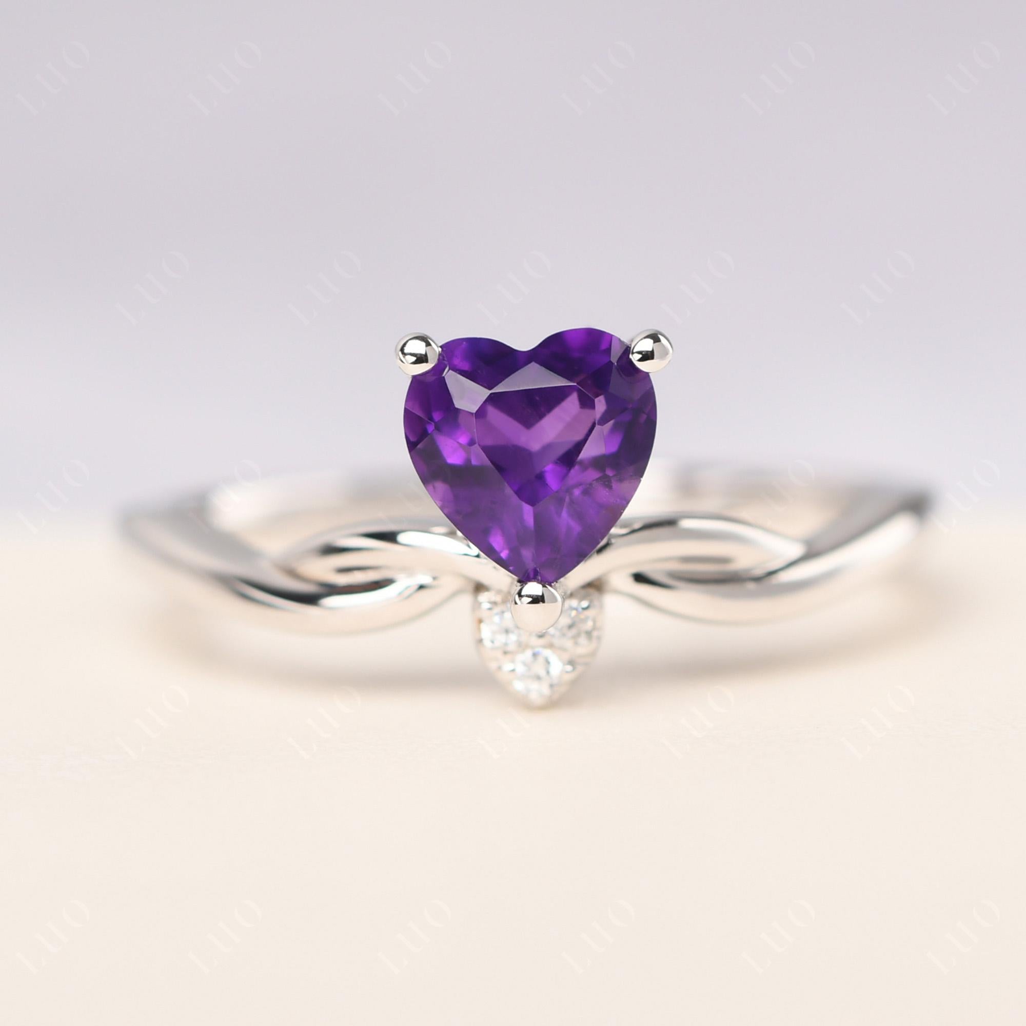 Dainty Twisted Amethyst Engagement Ring - LUO Jewelry