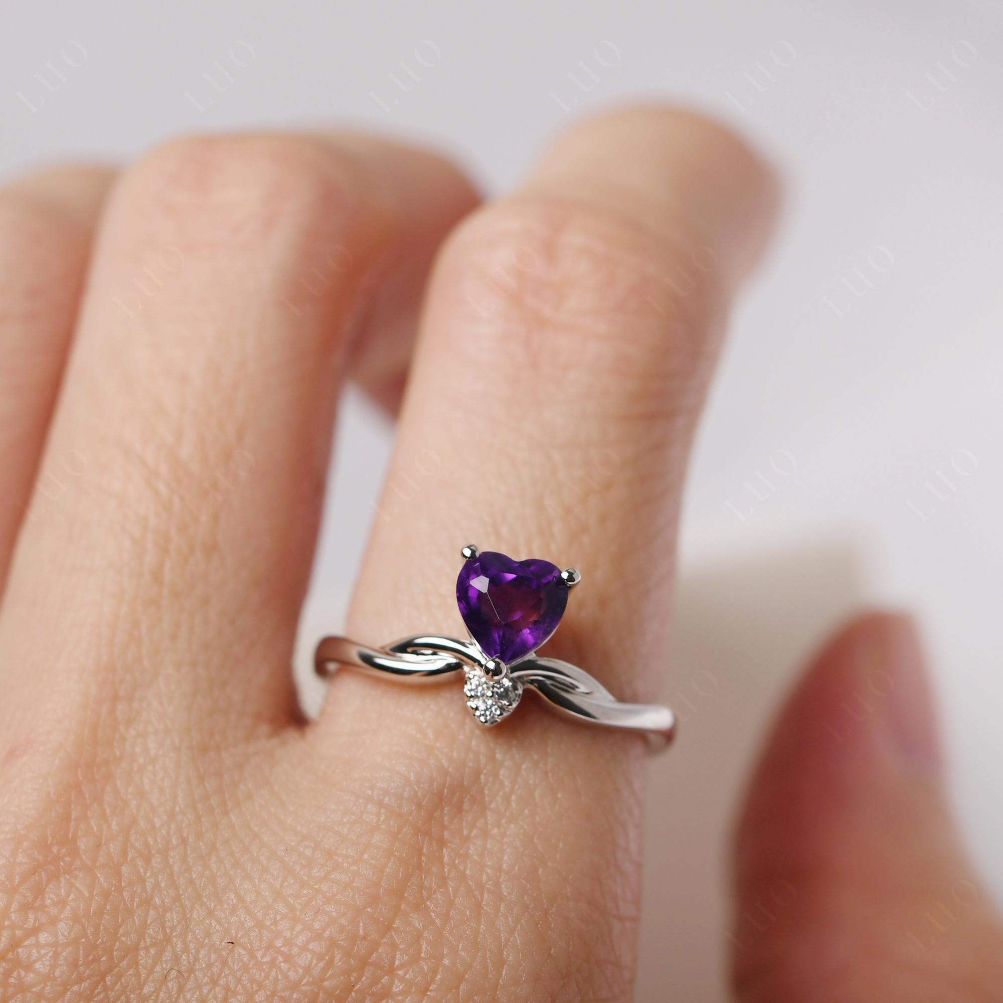 Dainty Twisted Amethyst Engagement Ring - LUO Jewelry