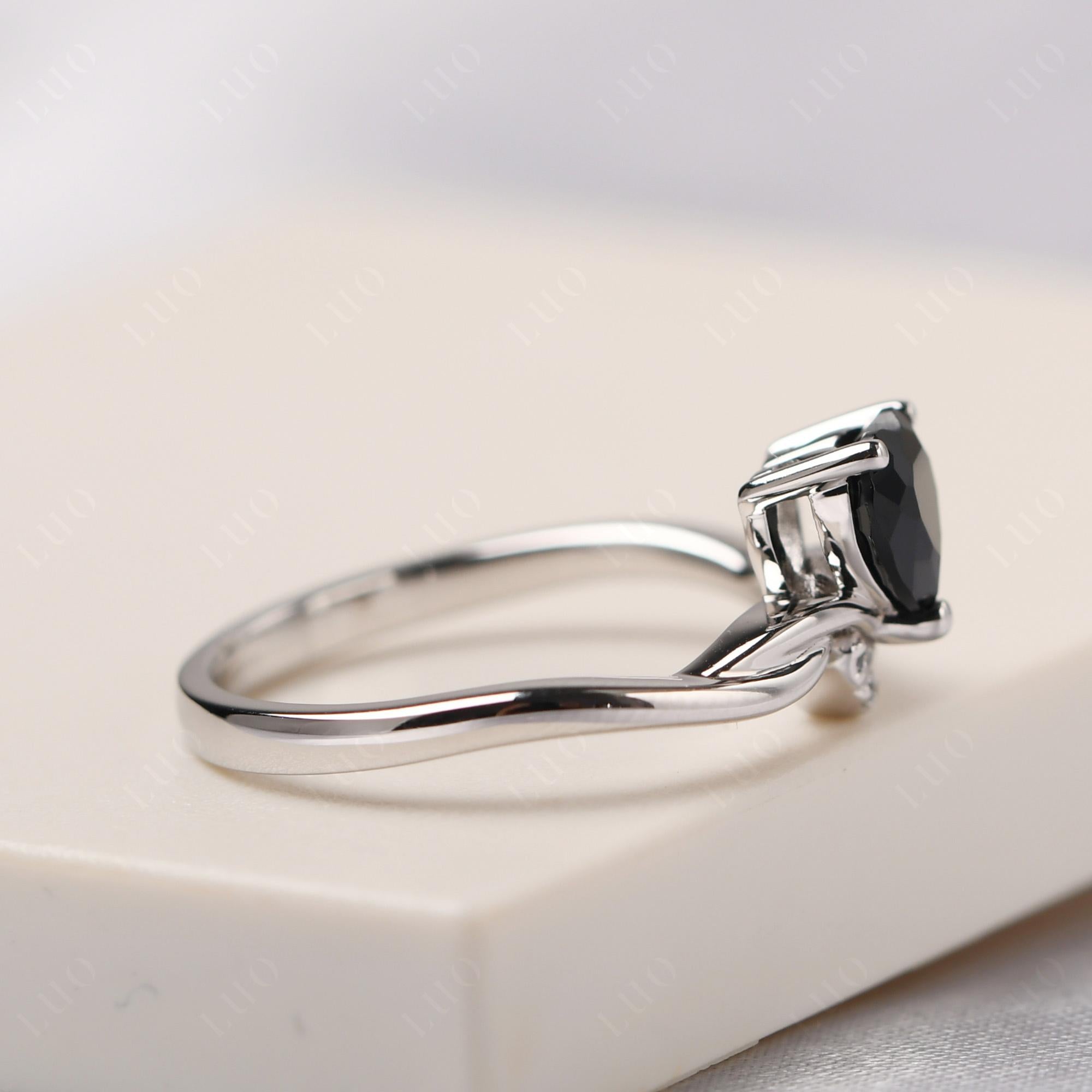 Dainty Twisted Black Spinel Engagement Ring - LUO Jewelry