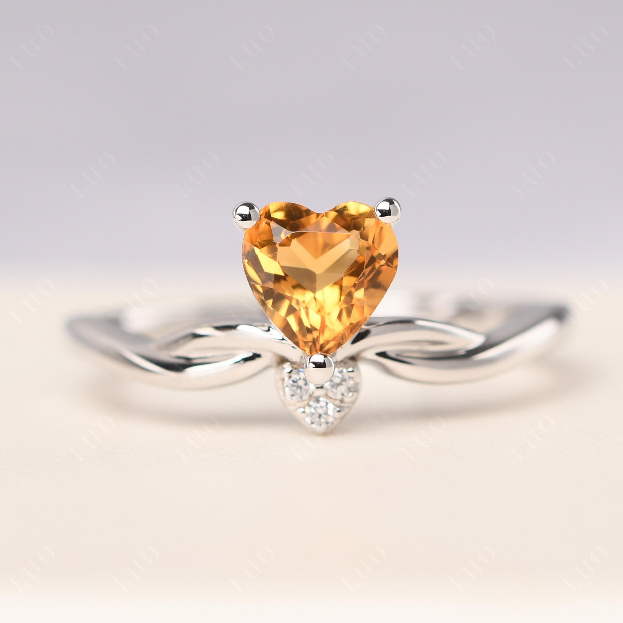Dainty Twisted Citrine Engagement Ring - LUO Jewelry