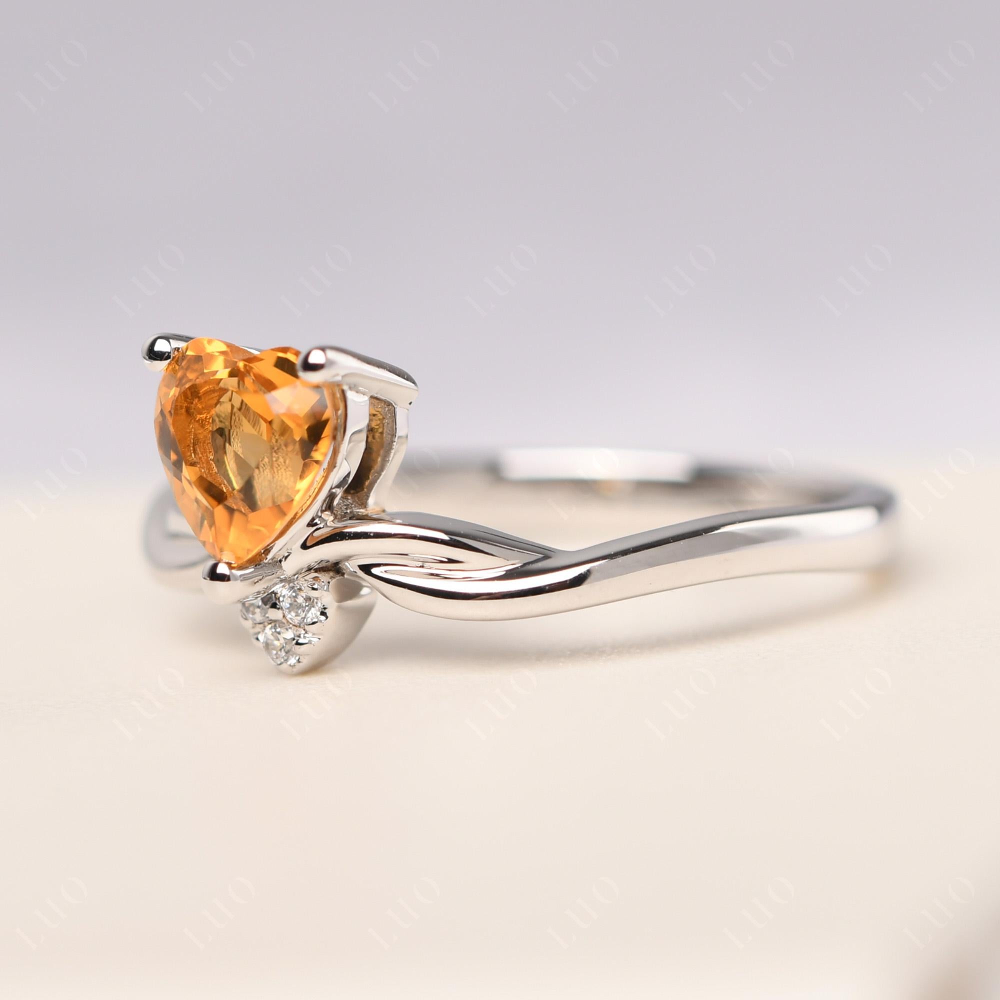 Dainty Twisted Citrine Engagement Ring - LUO Jewelry