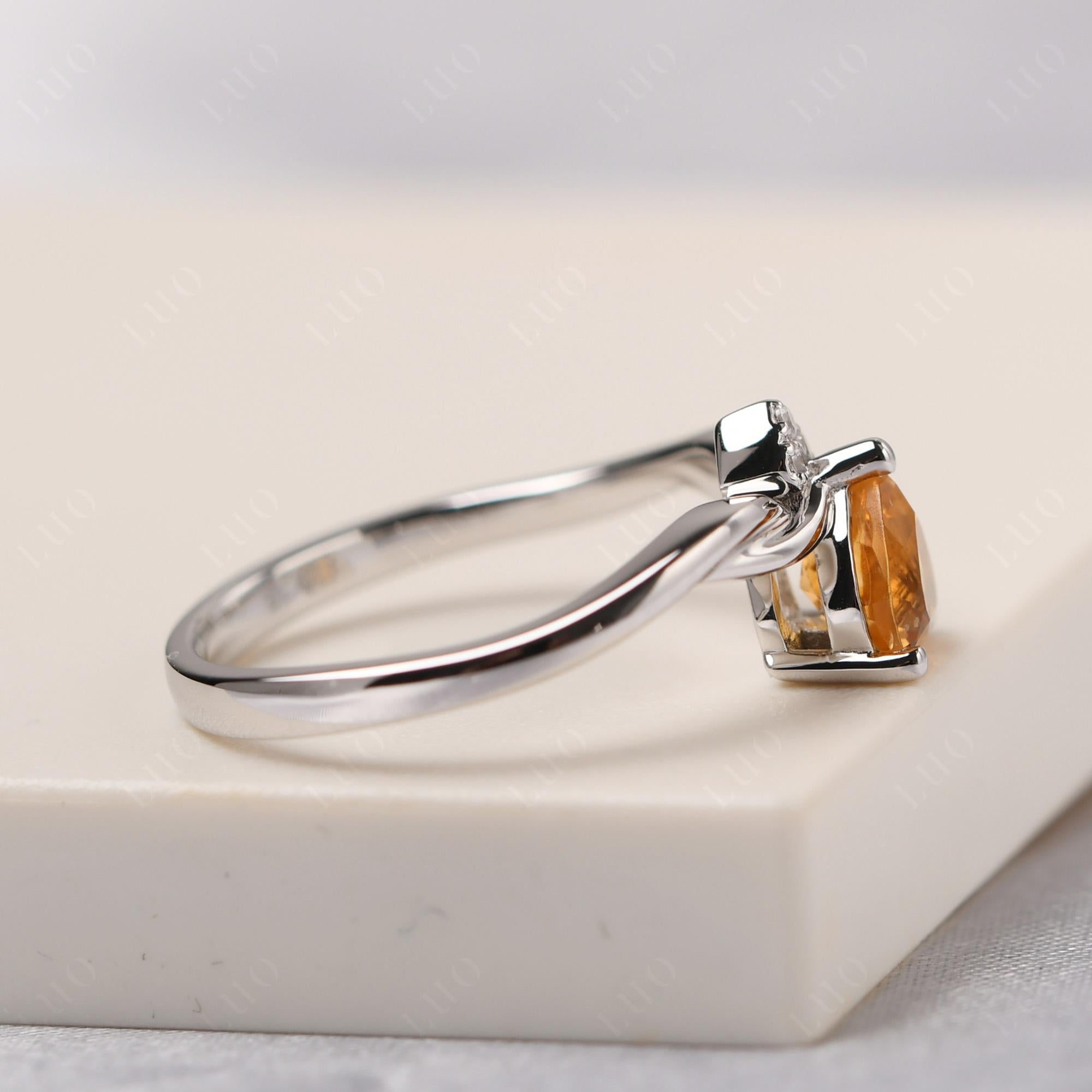 Dainty Twisted Citrine Engagement Ring - LUO Jewelry