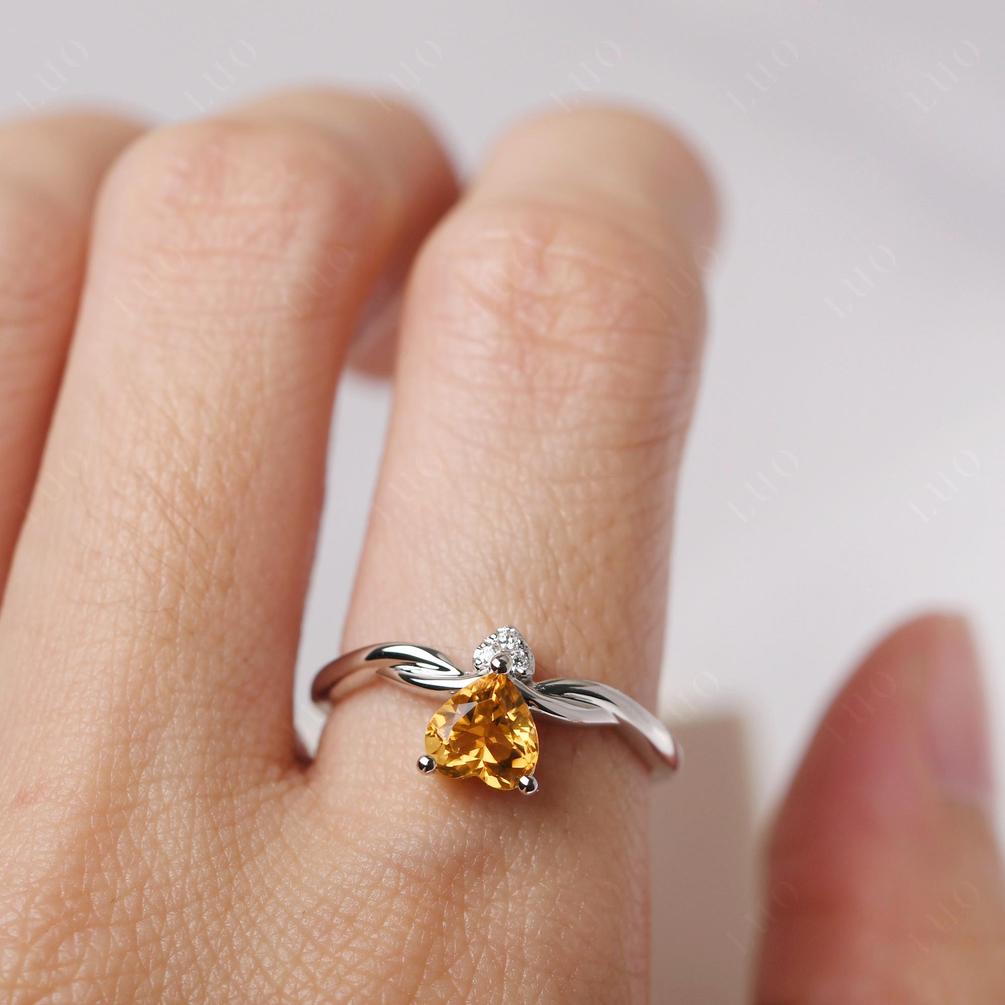 Dainty Twisted Citrine Engagement Ring - LUO Jewelry