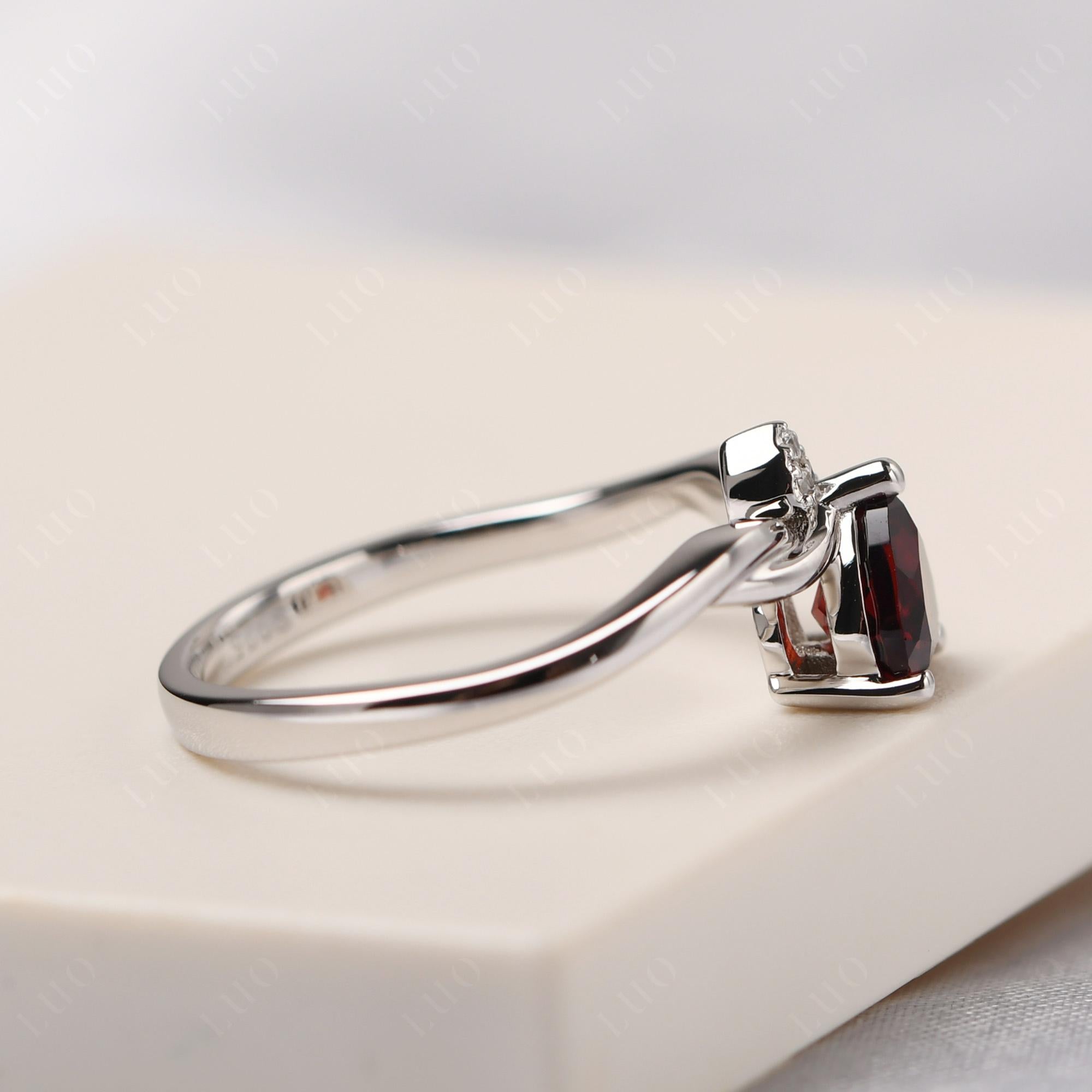 Dainty Twisted Garnet Engagement Ring - LUO Jewelry
