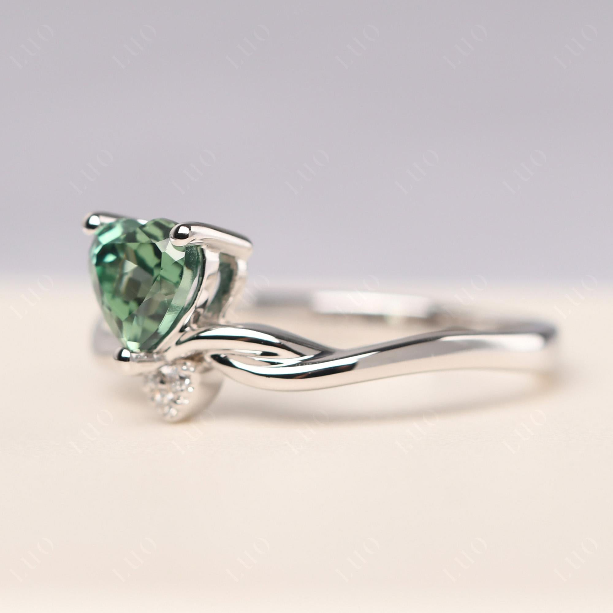 Dainty Twisted Lab Green Sapphire Engagement Ring - LUO Jewelry