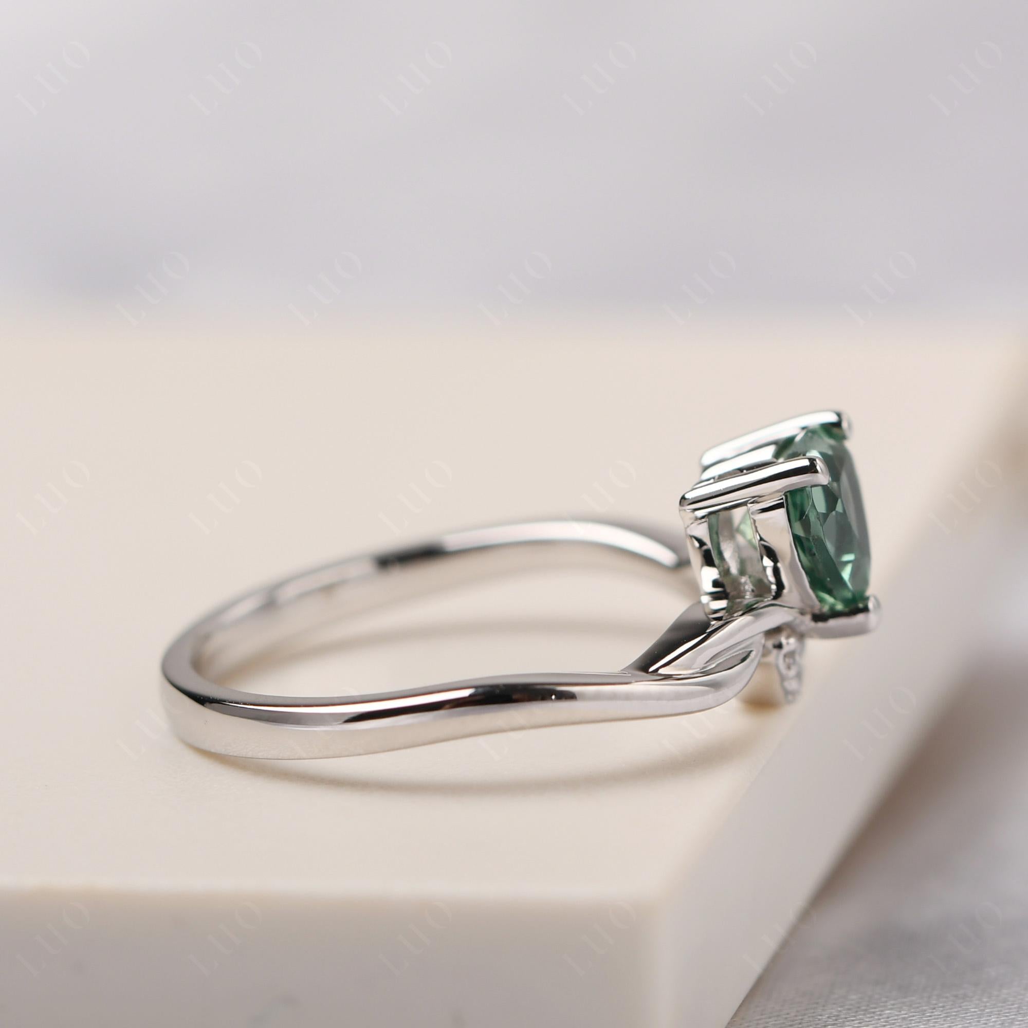 Dainty Twisted Lab Green Sapphire Engagement Ring - LUO Jewelry