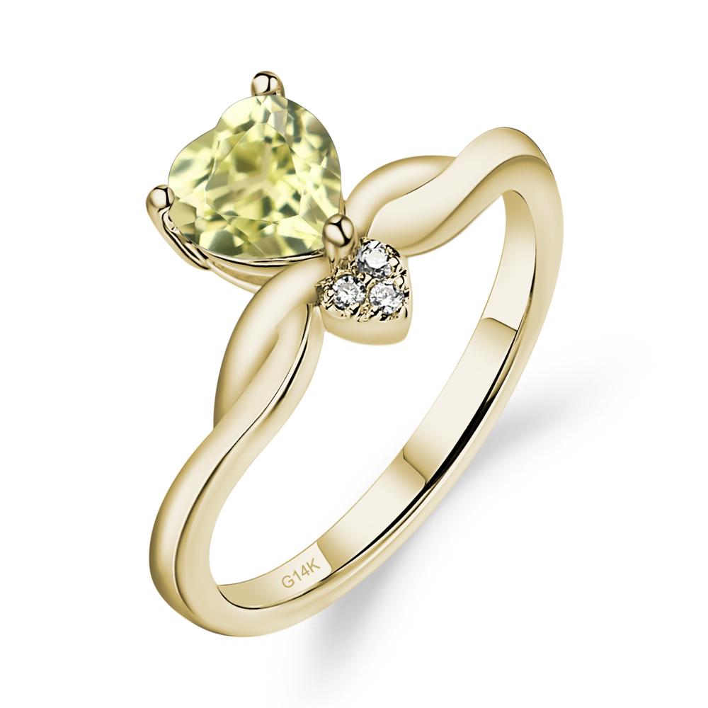 Dainty Twisted Lemon Quartz Engagement Ring - LUO Jewelry #metal_14k yellow gold